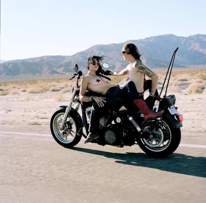 Girls on a motorcycle in Oakland